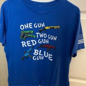 Blue gun shirt